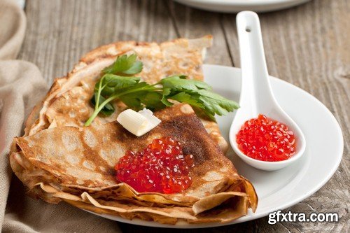 Pancakes with caviar