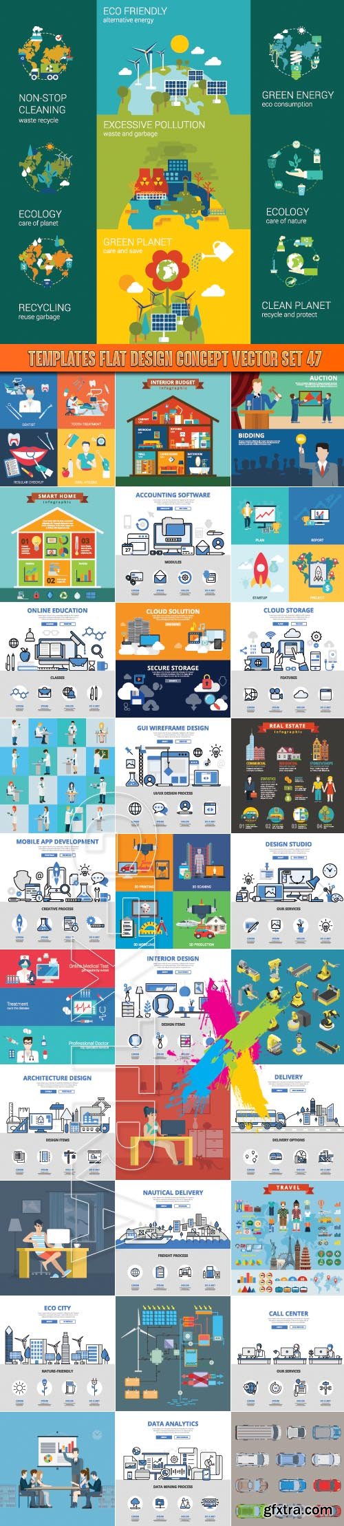 Templates flat design concept vector set 47