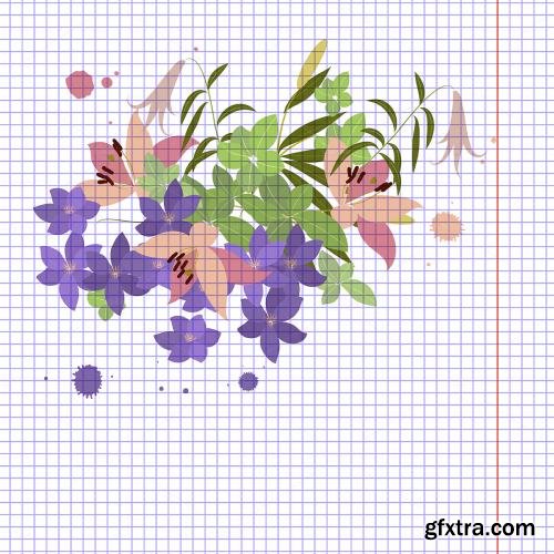 CreativeMarket 78 Pink lily and violet arabis 558928