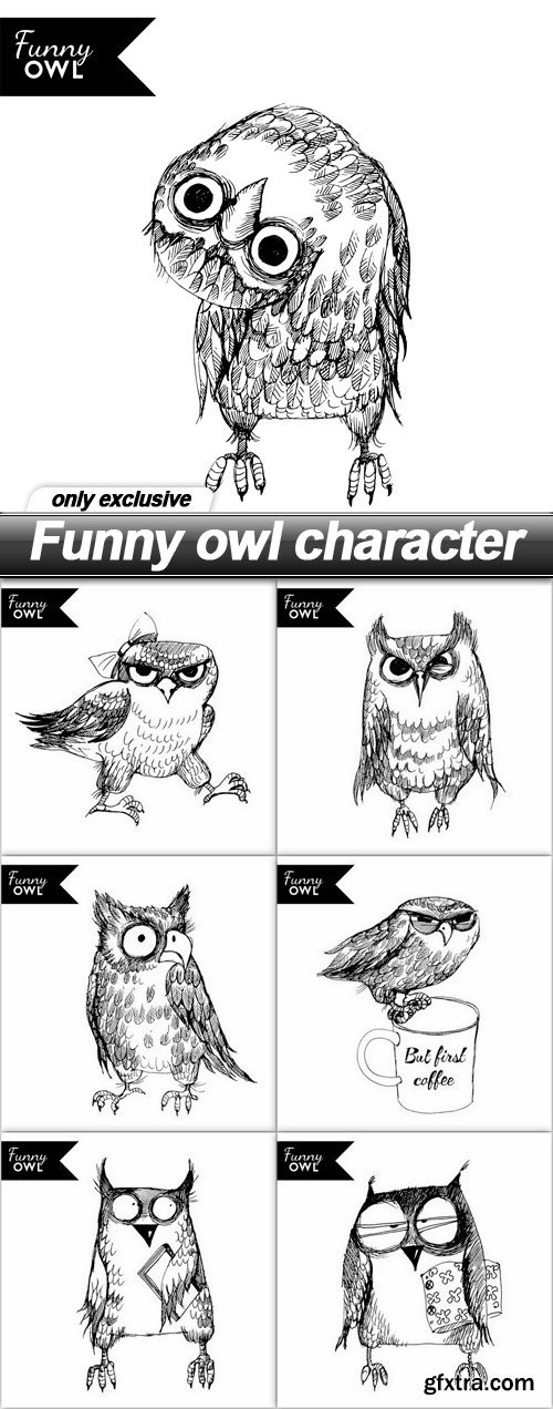Funny owl character - 7 EPS