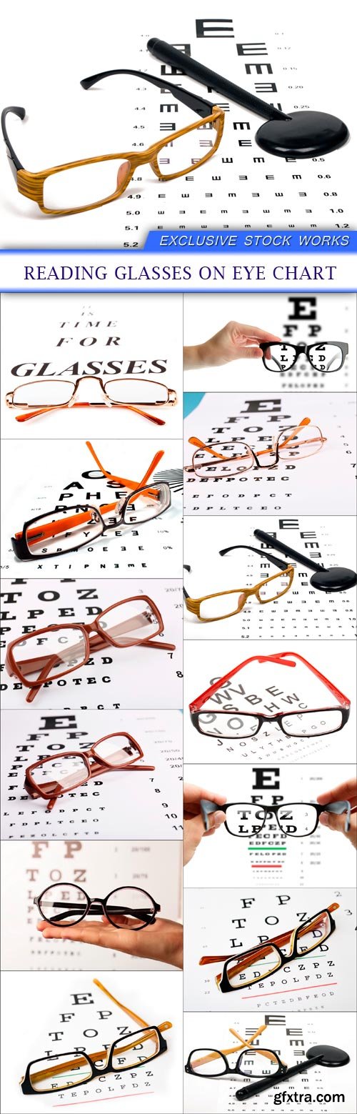 Reading glasses on eye chart 13X JPEG