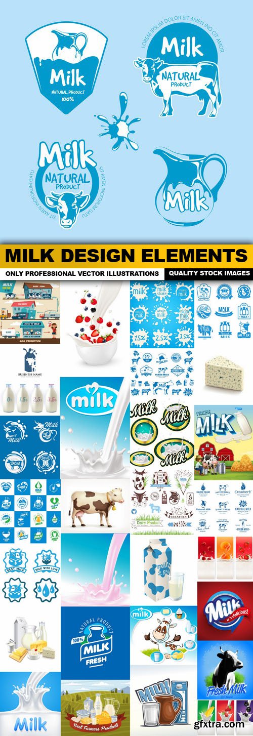 Milk Design Elements - 30 Vector