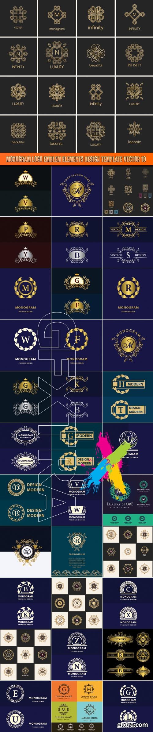 Monogram logo emblem elements design template vector 10