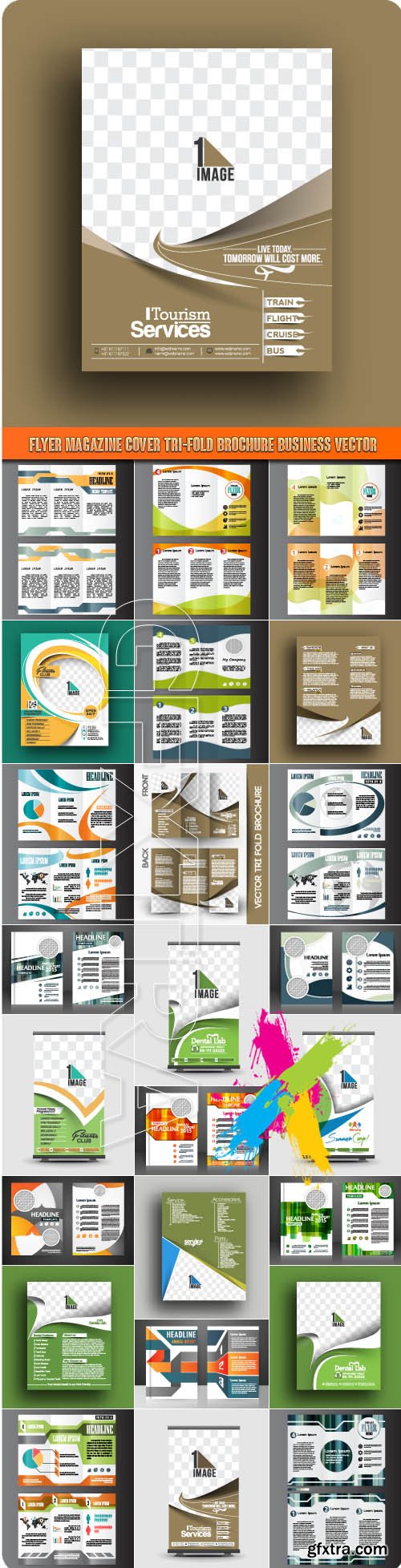 Flyer magazine cover tri-fold brochure business vector