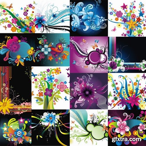 Collection background is a flower vector image 25 EPS