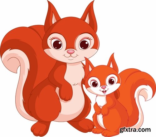 Collection squirrel rodent vector image 25 EPS