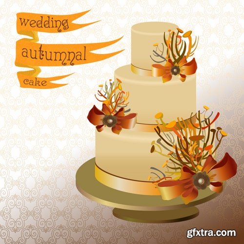 Collection of festive wedding cake birthday celebration vector image 20 EPS