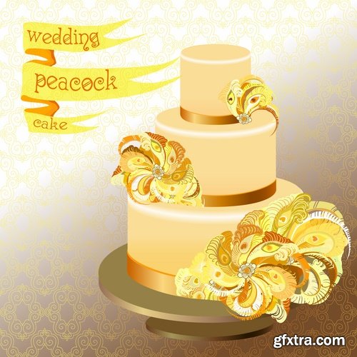 Collection of festive wedding cake birthday celebration vector image 20 EPS