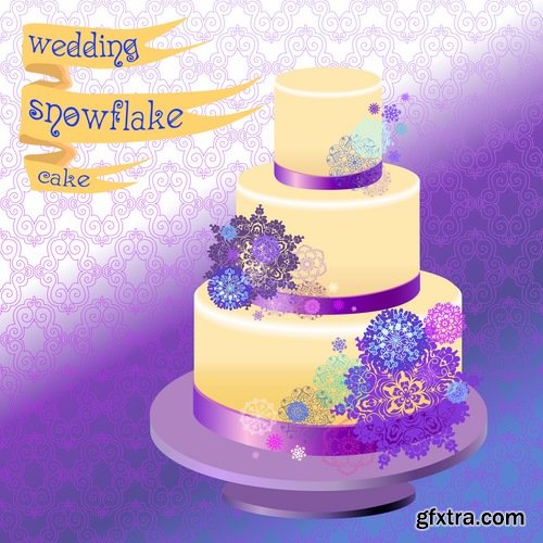 Collection of festive wedding cake birthday celebration vector image 20 EPS