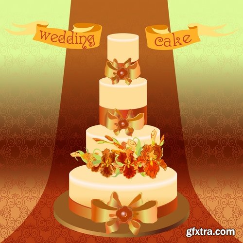 Collection of festive wedding cake birthday celebration vector image 20 EPS