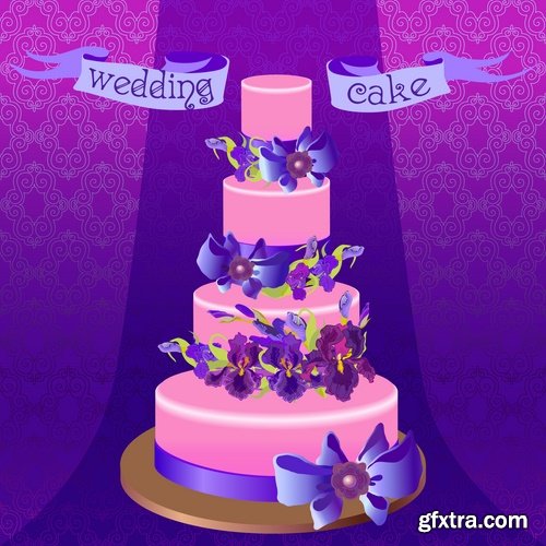 Collection of festive wedding cake birthday celebration vector image 20 EPS