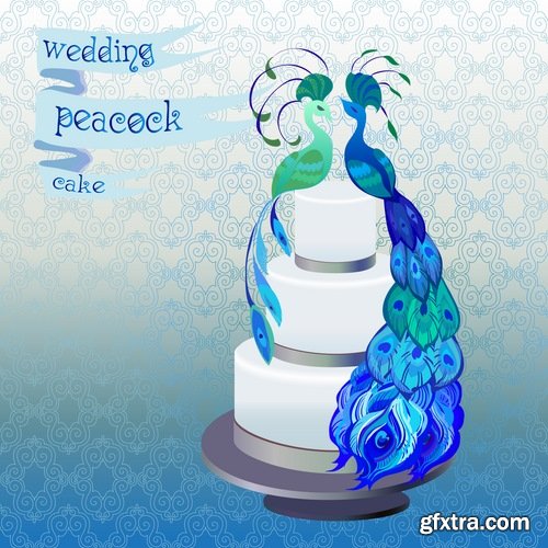 Collection of festive wedding cake birthday celebration vector image 20 EPS