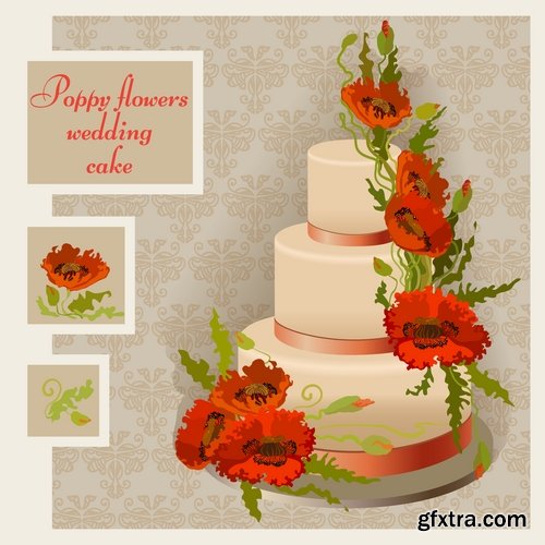 Collection of festive wedding cake birthday celebration vector image 20 EPS