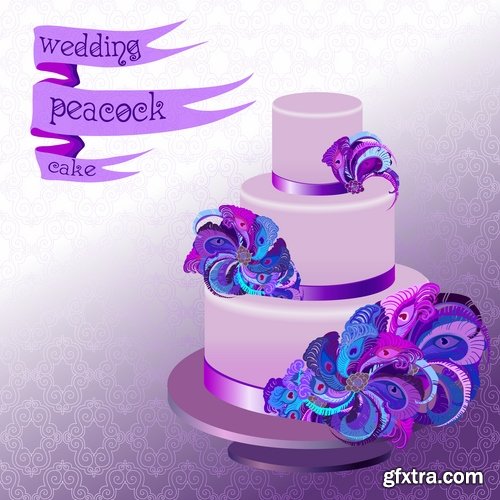 Collection of festive wedding cake birthday celebration vector image 20 EPS