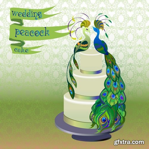 Collection of festive wedding cake birthday celebration vector image 20 EPS