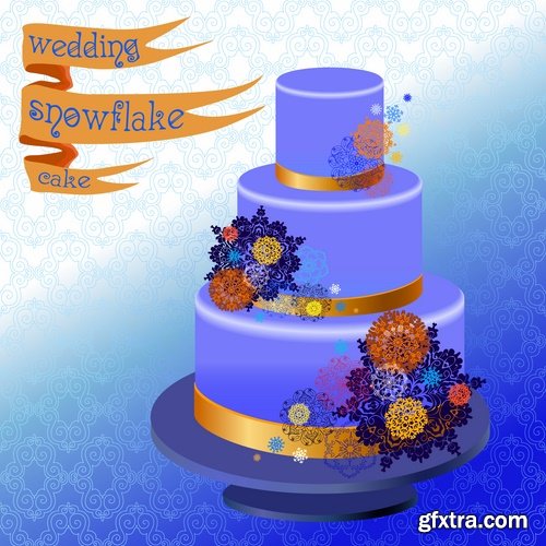 Collection of festive wedding cake birthday celebration vector image 20 EPS