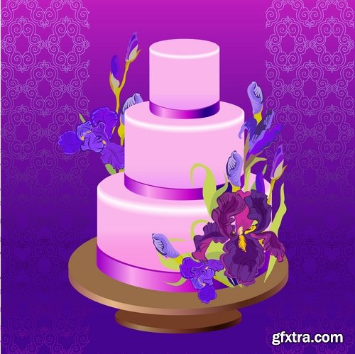 Collection of festive wedding cake birthday celebration vector image 20 EPS