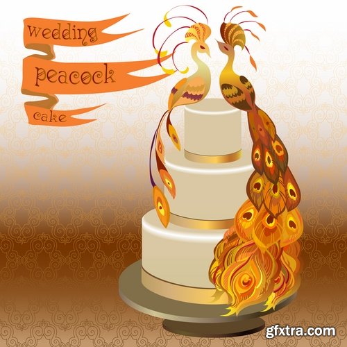 Collection of festive wedding cake birthday celebration vector image 20 EPS