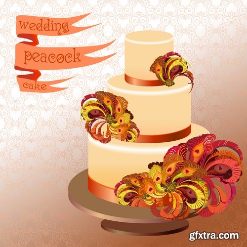 Collection of festive wedding cake birthday celebration vector image 20 EPS