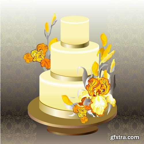 Collection of festive wedding cake birthday celebration vector image 20 EPS