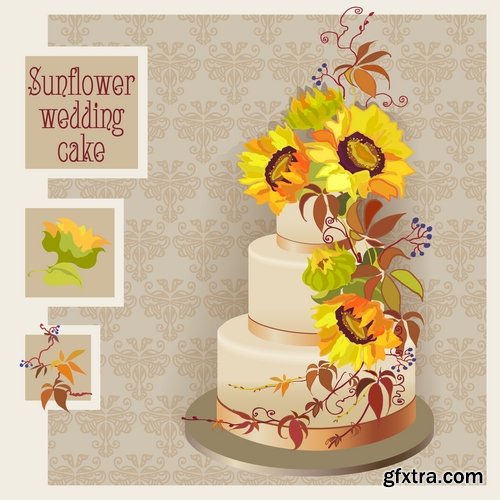 Collection of festive wedding cake birthday celebration vector image 20 EPS