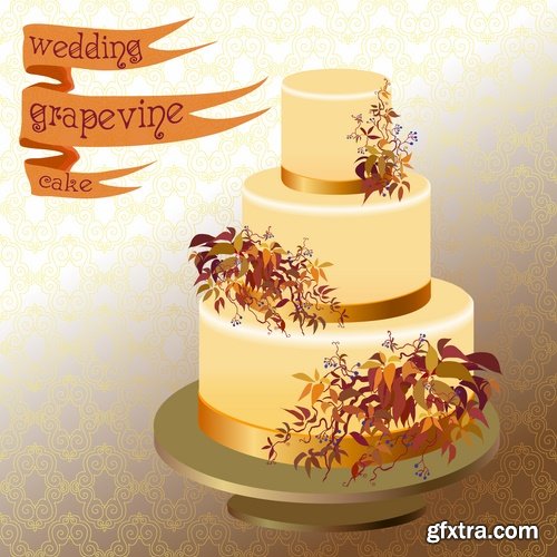 Collection of festive wedding cake birthday celebration vector image 20 EPS