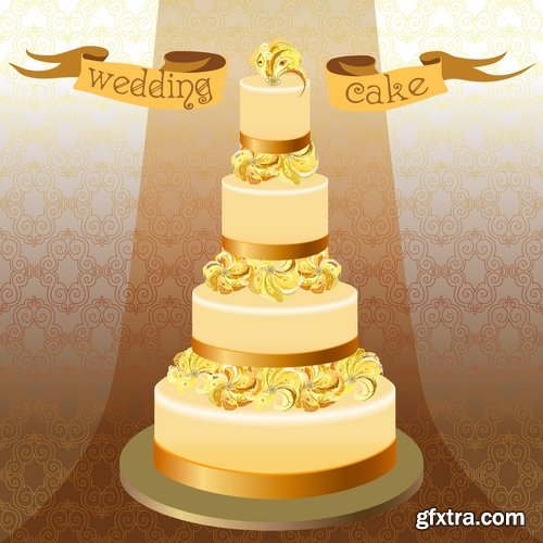 Collection of festive wedding cake birthday celebration vector image 20 EPS