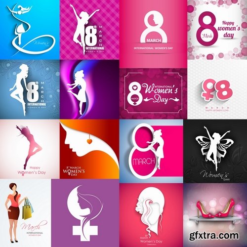 Collection March 8 gift card flyer poster vector image 25 EPS