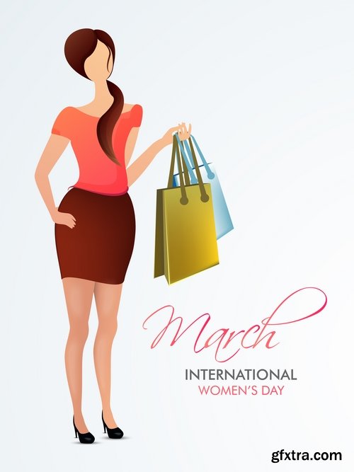 Collection March 8 gift card flyer poster vector image 25 EPS