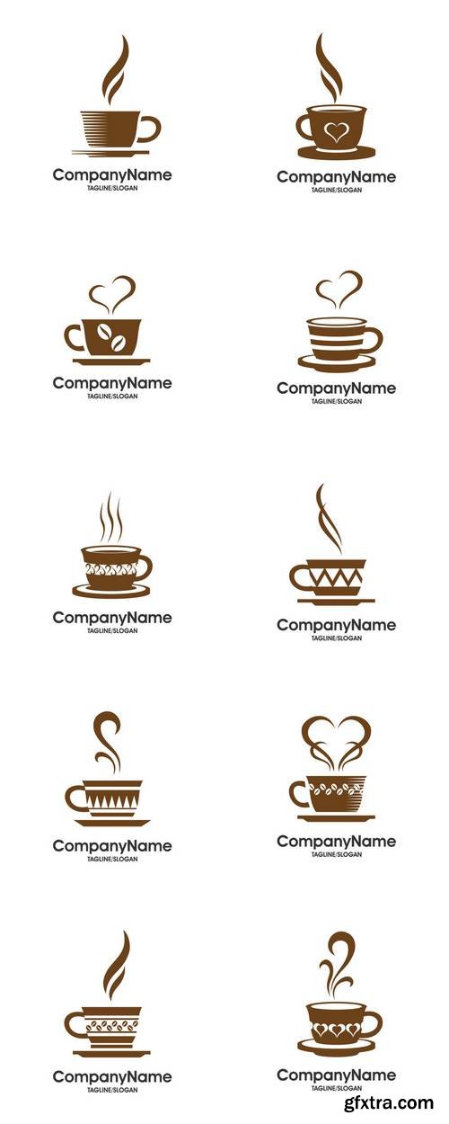 Coffee and Tea Cafe Logo Icon Vector