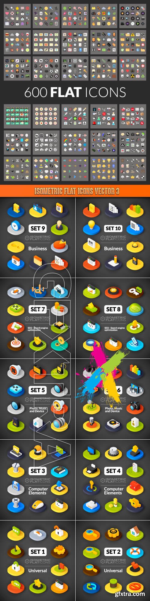 Isometric flat icons vector 3