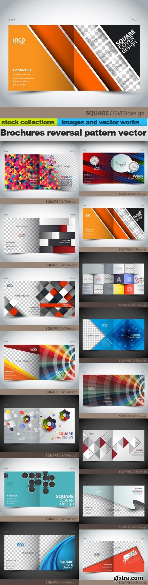 Brochures reversal pattern vector, 15 x EPS