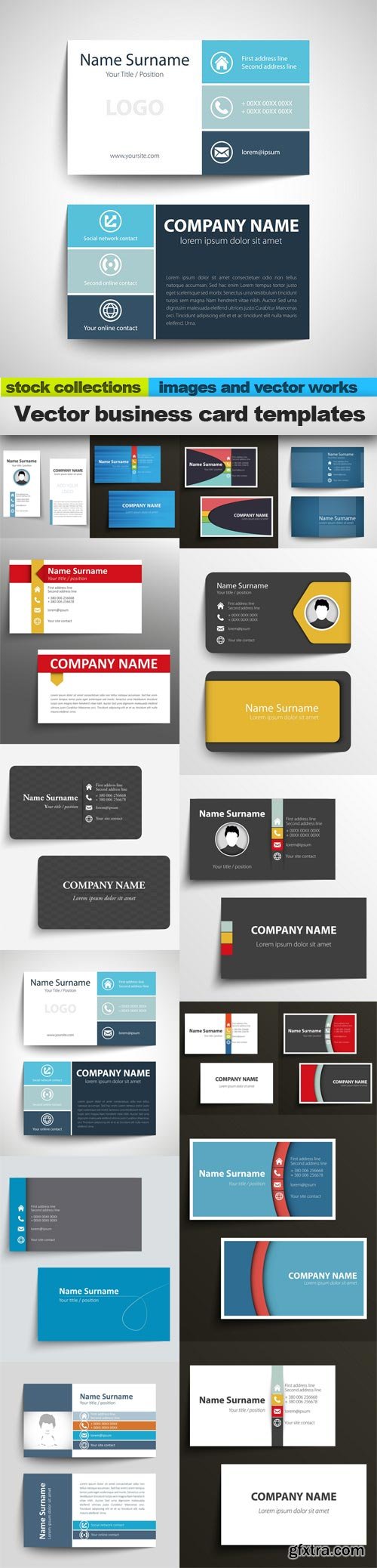 Vector business card templates, 15 x EPS