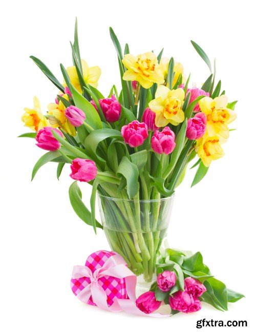 Spring flowers, hyacinths, crocuses and tulips