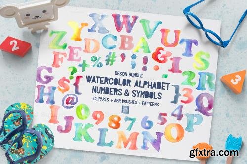 CreativeMarket Watercolor Alphabets Numbers 552208