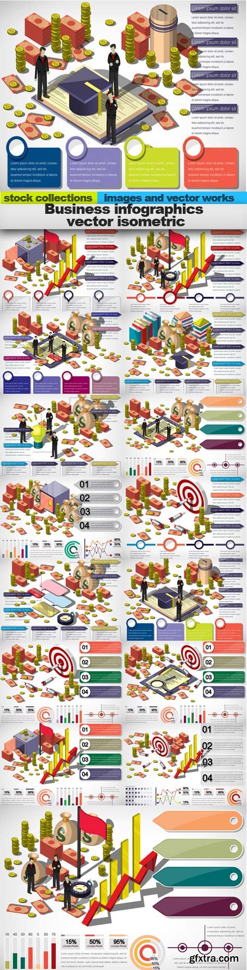 Business infographics vector isometric, 15 x EPS