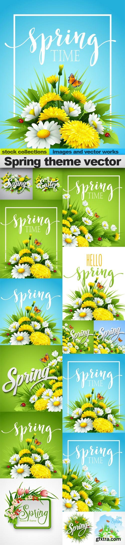 Spring theme vector, 15 x EPS