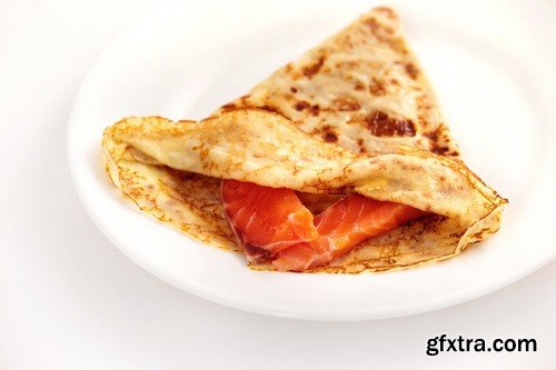 Pancakes with salmon