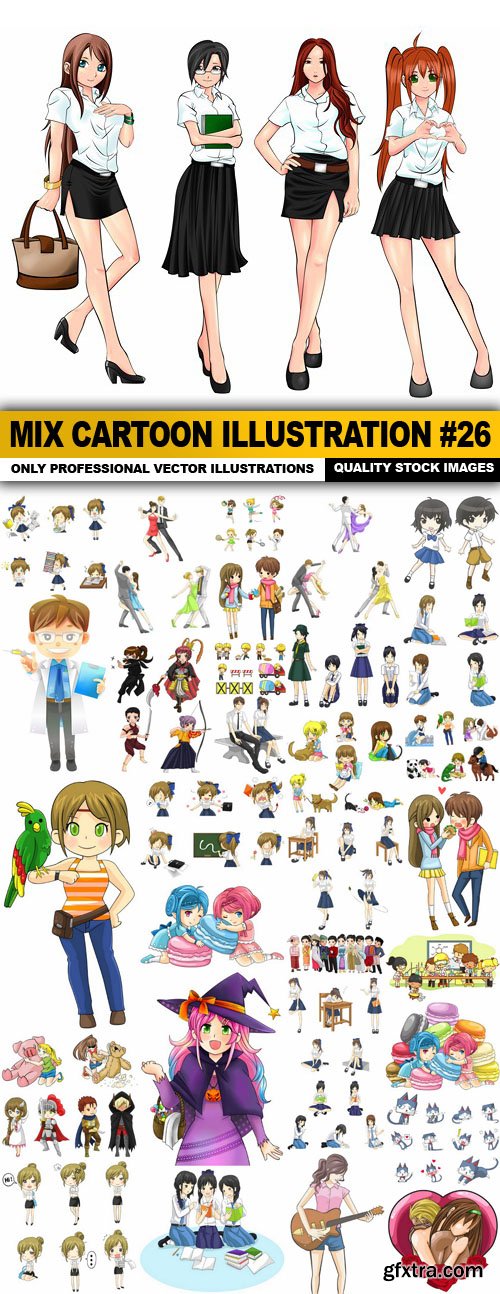 Mix cartoon Illustration #26 - 40 Vector