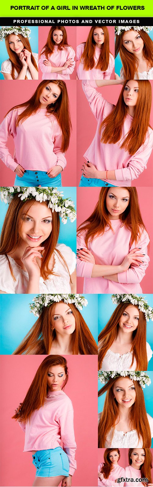 Portrait of a girl in wreath of flowers