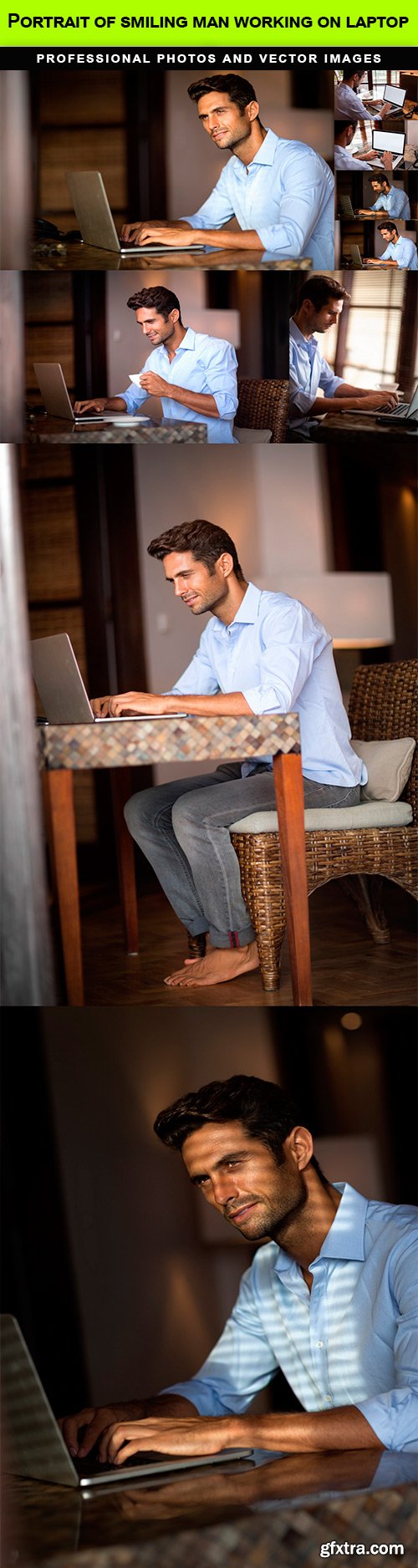 Portrait of smiling man working on laptop