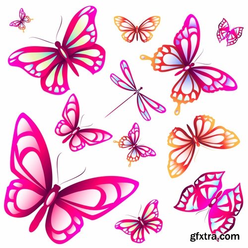 Collection of butterfly wing insect vector image 25 EPS