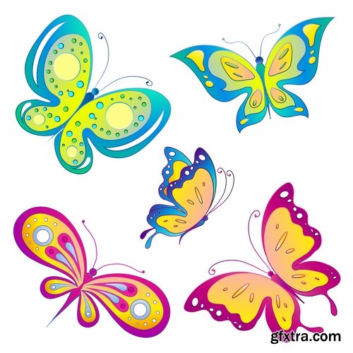 Collection of butterfly wing insect vector image 25 EPS