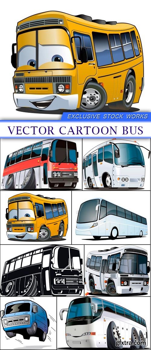 Vector cartoon bus 8X EPS