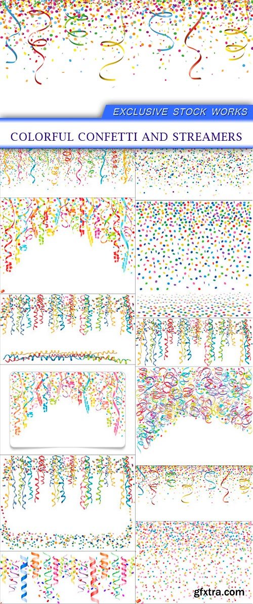 Colorful confetti and streamers 12X EPS