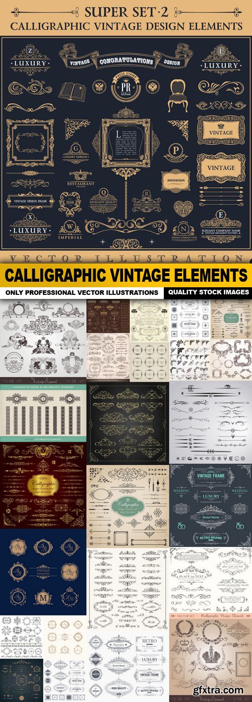 Calligraphic Vintage Elements - 25 Vector