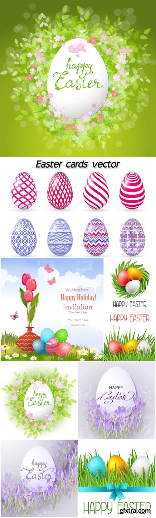 Easter cards vector, spring flowers