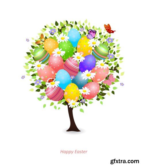 Happy Easter, Easter vector texture with rabbits