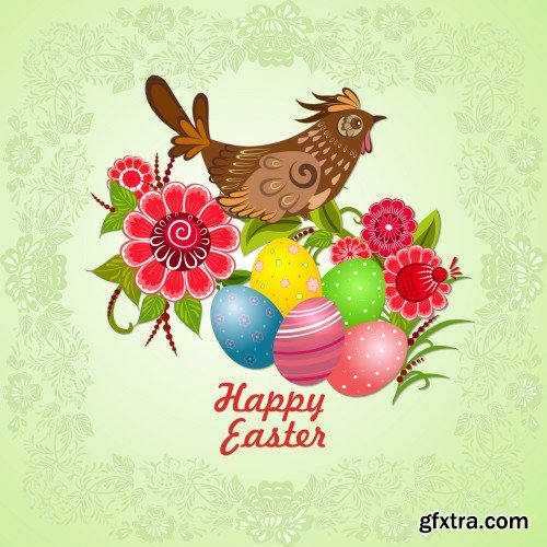 Happy Easter, Easter vector texture with rabbits