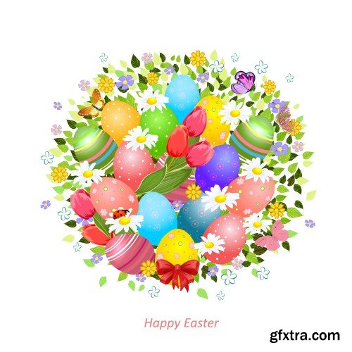 Happy Easter, Easter vector texture with rabbits